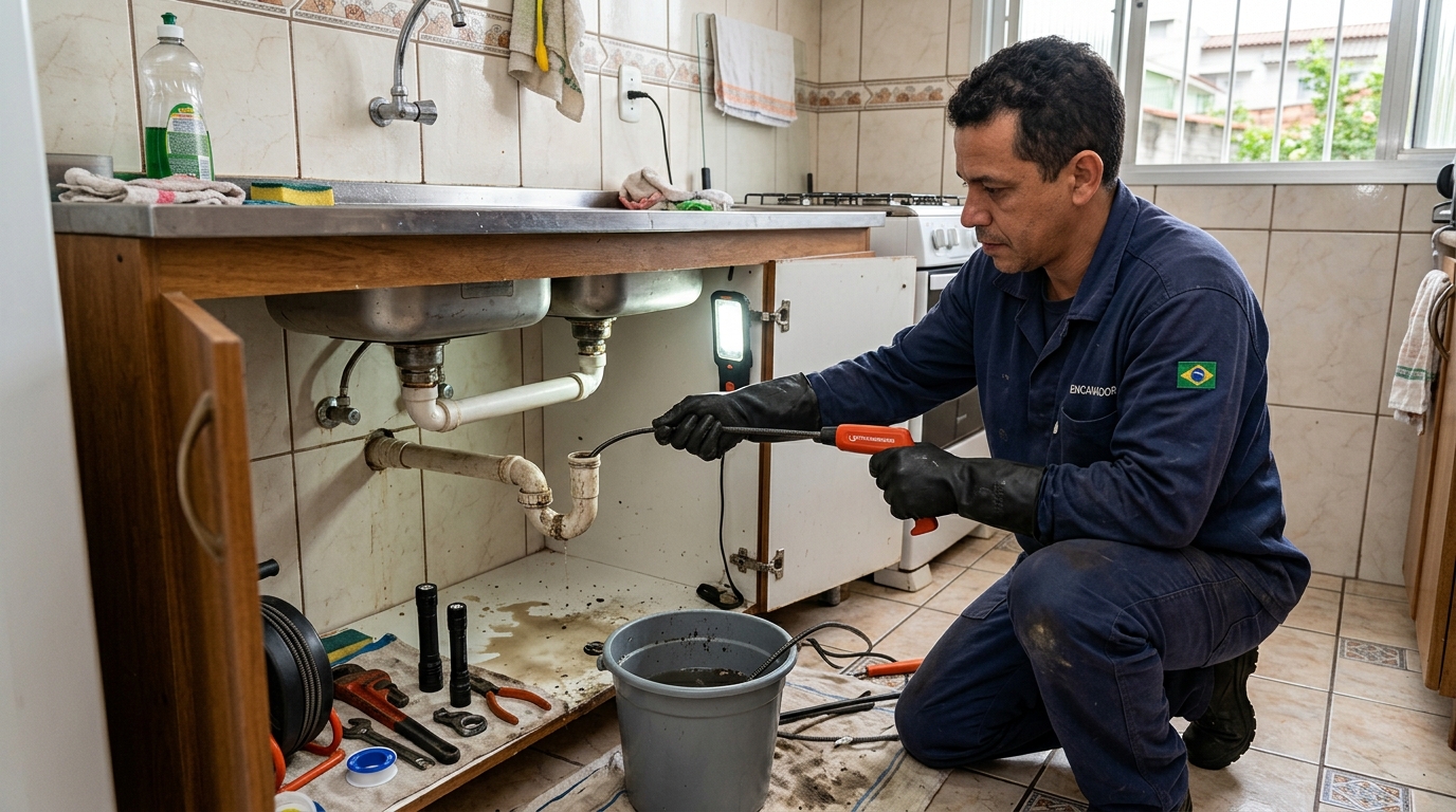Equipe de desentupimento de canos em São Luís-MA