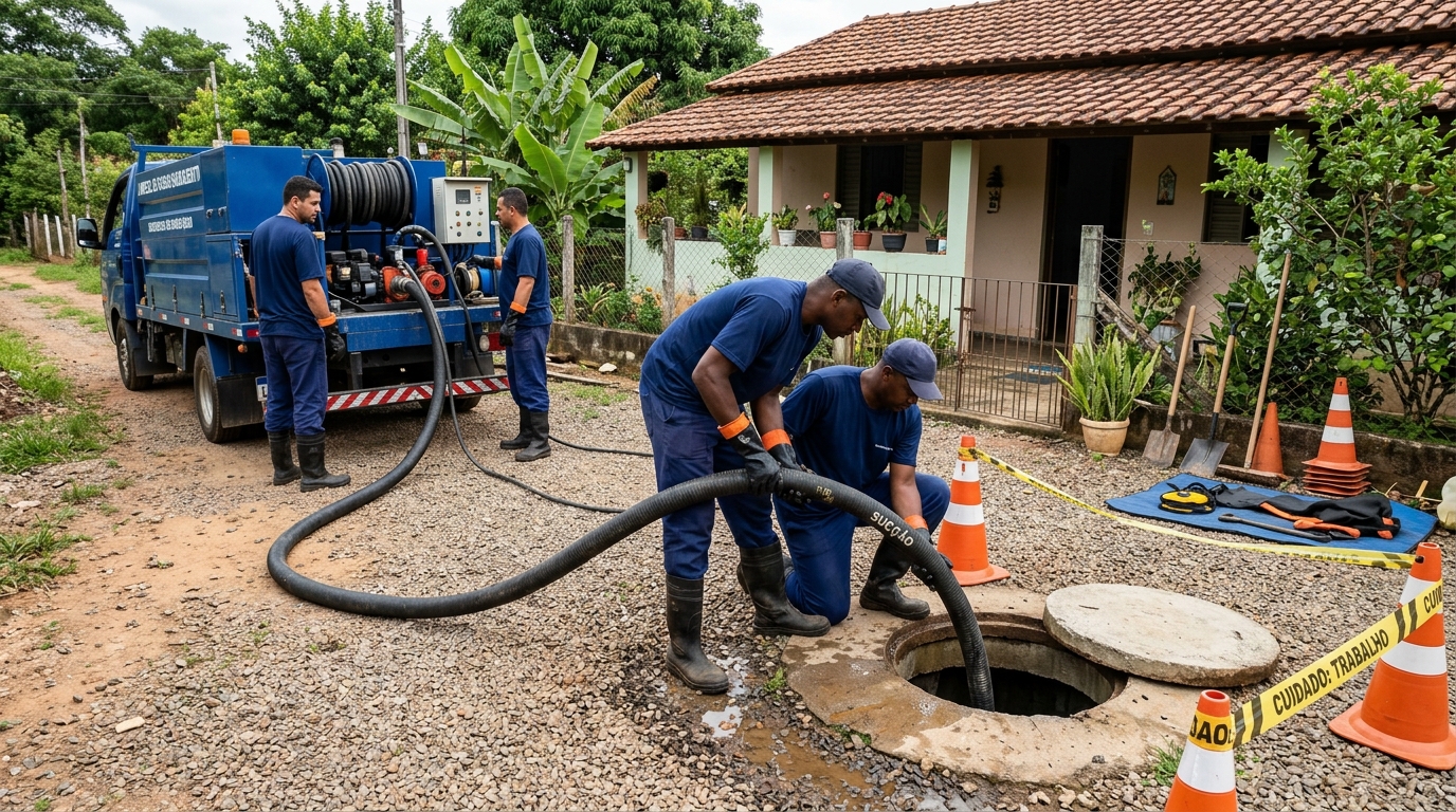 Equipe de desentupimento de fossa em São Luís-MA